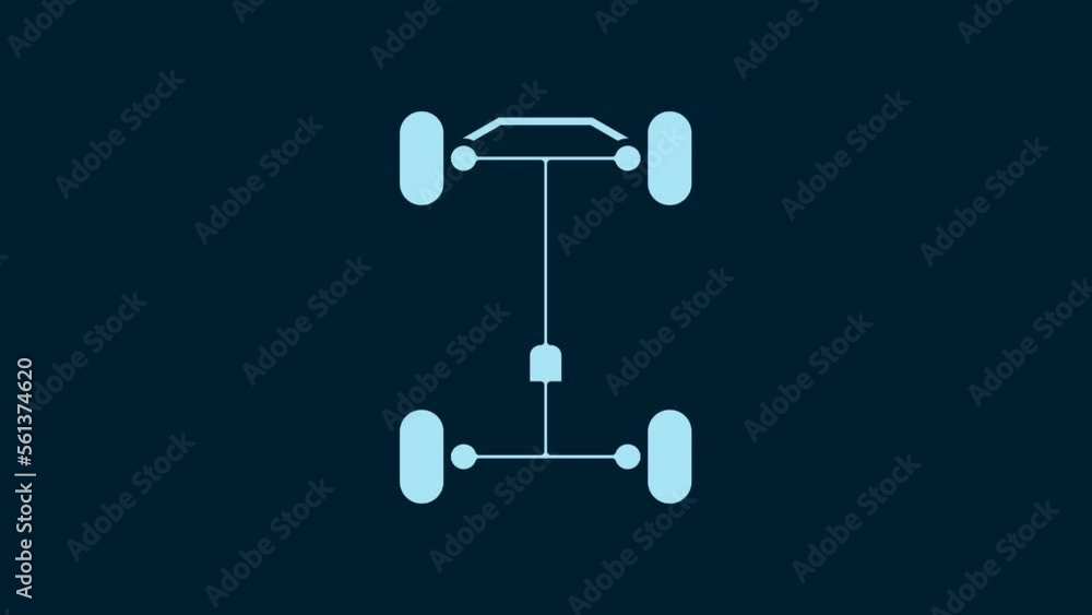 White Chassis car icon isolated on blue background. 4K Video motion graphic animation White Chassis car icon isolated on blue background. 4K Video motion graphic animation
