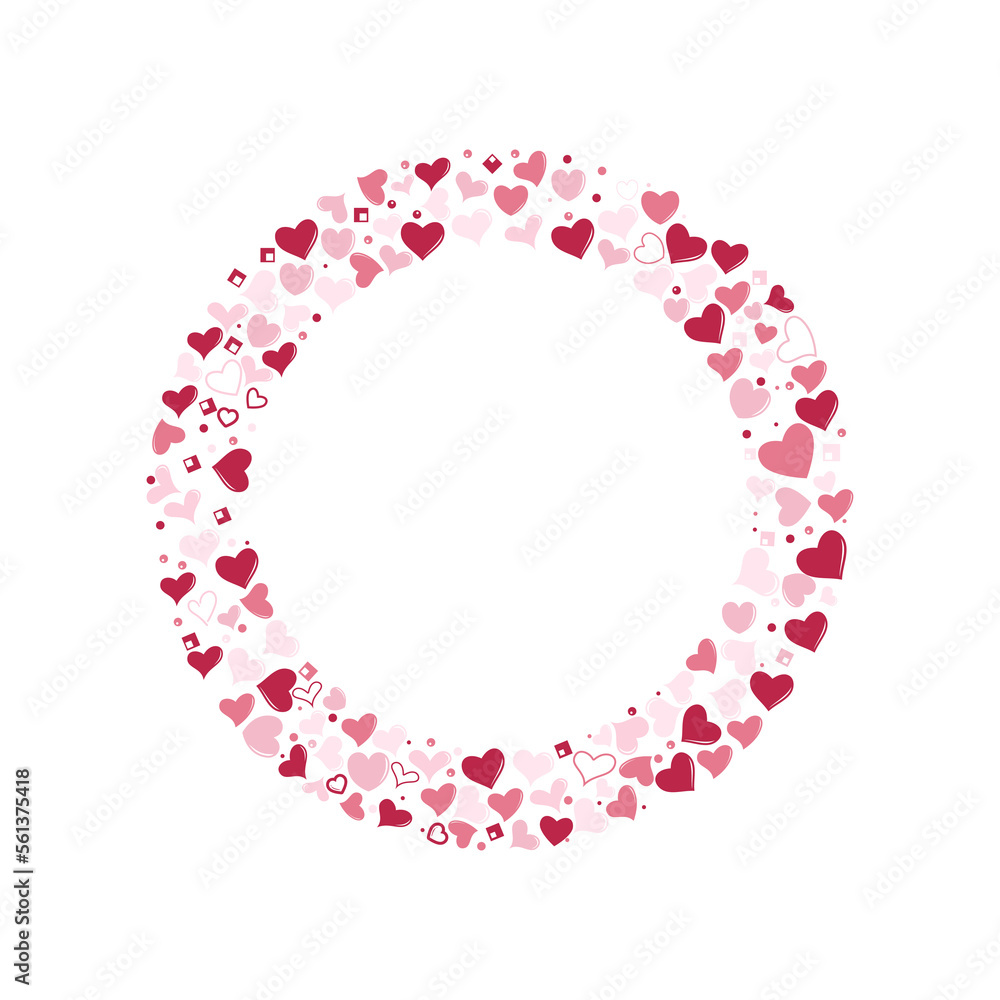 A wreath of hearts. Round frame for greeting or invitation. A wreath of hearts. Round frame for greeting or invitation.