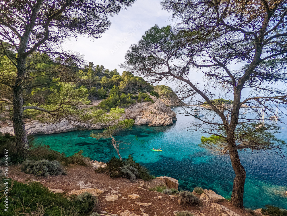 Beach of Port Sant Miquel, Ibiza island in Spain Beach of Port Sant Miquel, Ibiza island in Spain