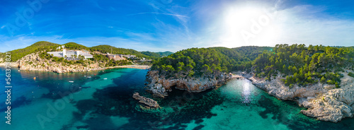 Beach of Port Sant Miquel, Ibiza island in Spain photo