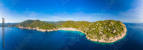 Fotografie Ibiza, Balearics, Spain - Cala de San Vincente or Sant Vincent, bay with beach