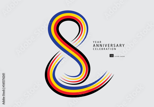8 years anniversary celebration logotype colorful line vector, 8th birthday logo, 8 number, Banner template, vector design template elements for invitation card and poster. number design vector