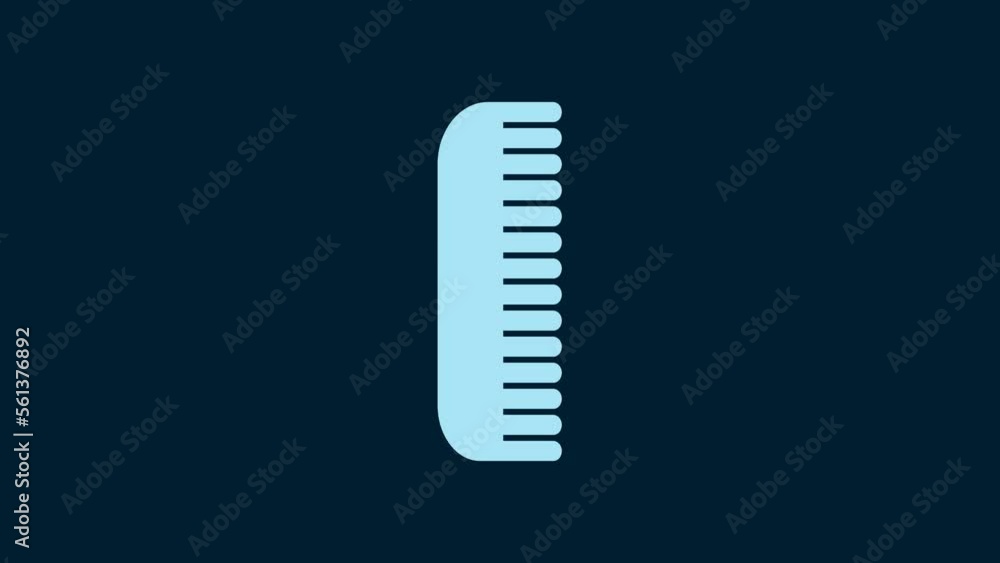White Hairbrush icon isolated on blue background. Comb hair sign. Barber symbol. 4K Video motion graphic animation White Hairbrush icon isolated on blue background. Comb hair sign. Barber symbol. 4K Video motion graphic animation