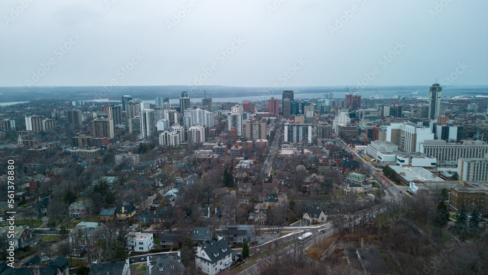 Fototapeta premium Aerial view of Downtown Hamilton Ontario