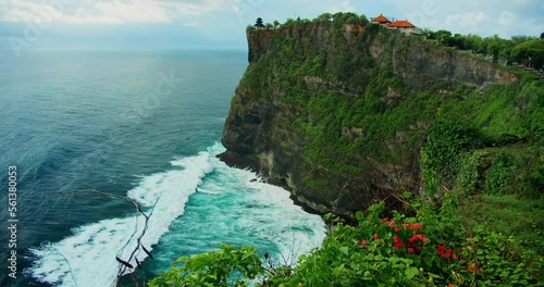 Ocean and cliff landscape in Uluwatu Temple, Badung Regency, Bali, Indonesia. photo