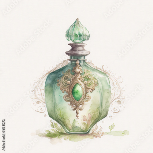 watercolour purfume, green, generative ai, generative, ai