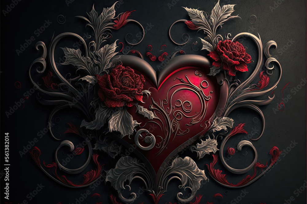 romance valentine's day illustration of a heart 3d render Stock ...