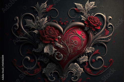 romance valentine's day illustration of a heart 3d render