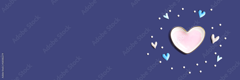 Appreciation theme with a heart dish - flat lay Appreciation theme with a heart dish - flat lay