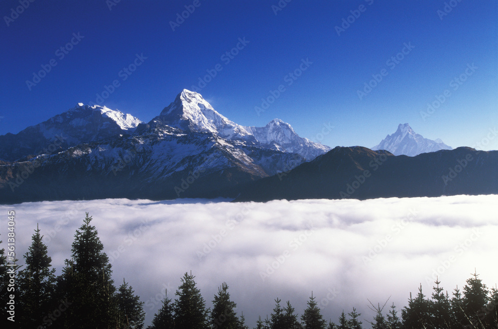 Himalayan peaks covered with snow in the Anapurna Area, Nepal. Himalayan peaks covered with snow in the Anapurna Area, Nepal.