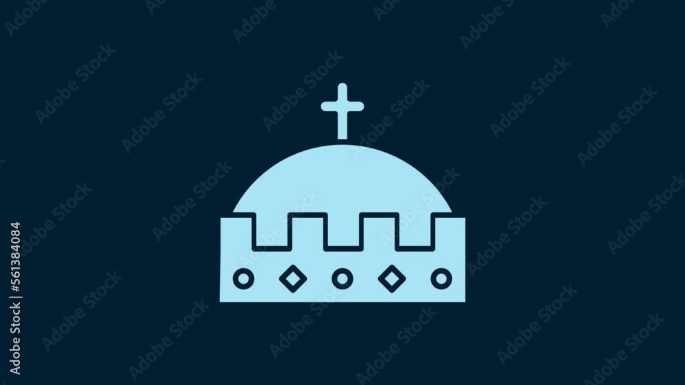 White King crown icon isolated on blue background. 4K Video motion graphic animation White King crown icon isolated on blue background. 4K Video motion graphic animation