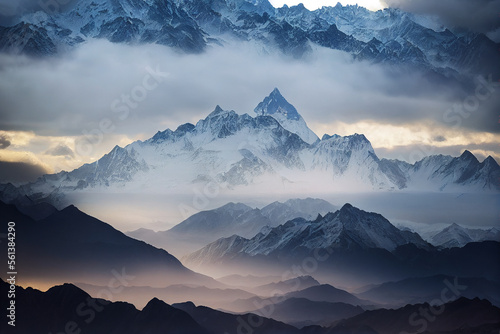  Surreal Himalayas with mountains in the clouds mirrored world