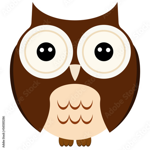 cute funy brown owl illustration on a white backgorund photo