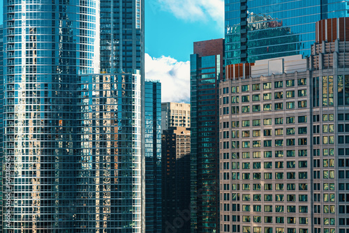Skyscrapers in Downtown Chicago, Illinois on bright morning