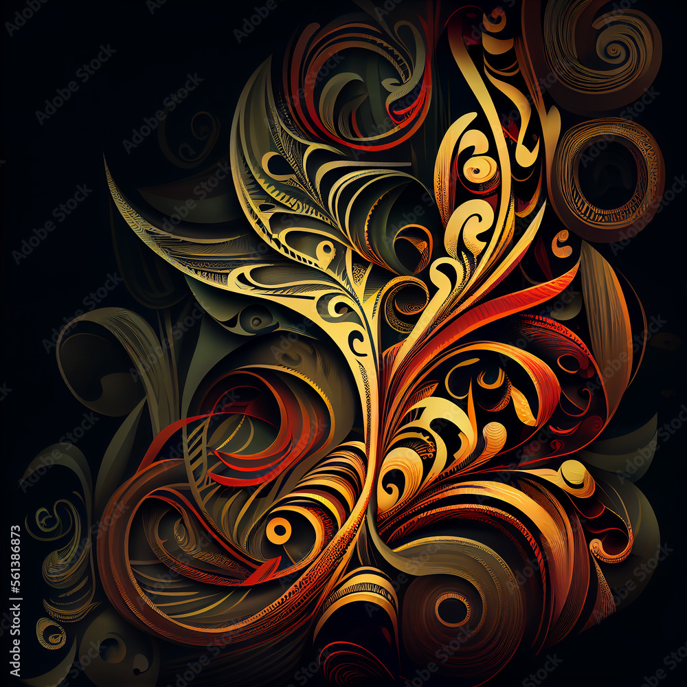 Abstract background with tropical Polynesian art Abstract background with tropical Polynesian art