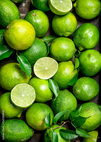 Fresh juicy lime with leaves.