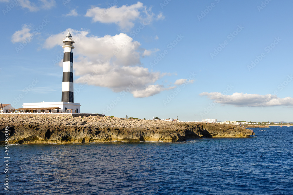 The island of Menorca viewed from sea looking at the coastline