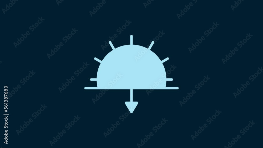White Sunset icon isolated on blue background. 4K Video motion graphic animation White Sunset icon isolated on blue background. 4K Video motion graphic animation
