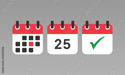 Page of Calendar with Number 25, Approved Sign On Calendar Page, Agenda icon vector