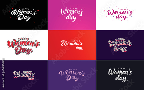 Happy Woman's Day handwritten lettering set March 8th modern calligraphy collection on white background. suitable for greeting or invitation cards. festive tags. and posters © Muhammad