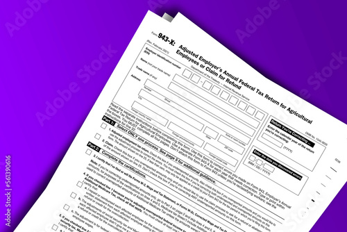 Fotografie Form 943-X documentation published IRS USA 03