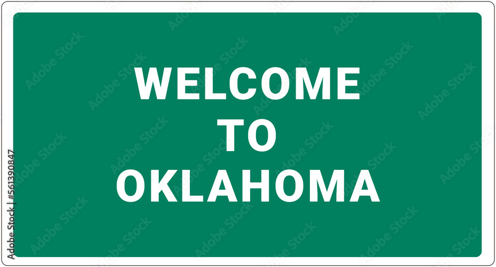 Welcome to Oklahoma. Oklahoma logo on green background. Oklahoma sign