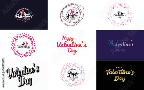 Be My Valentine lettering with a heart design. suitable for use in Valentine's Day cards and invitations