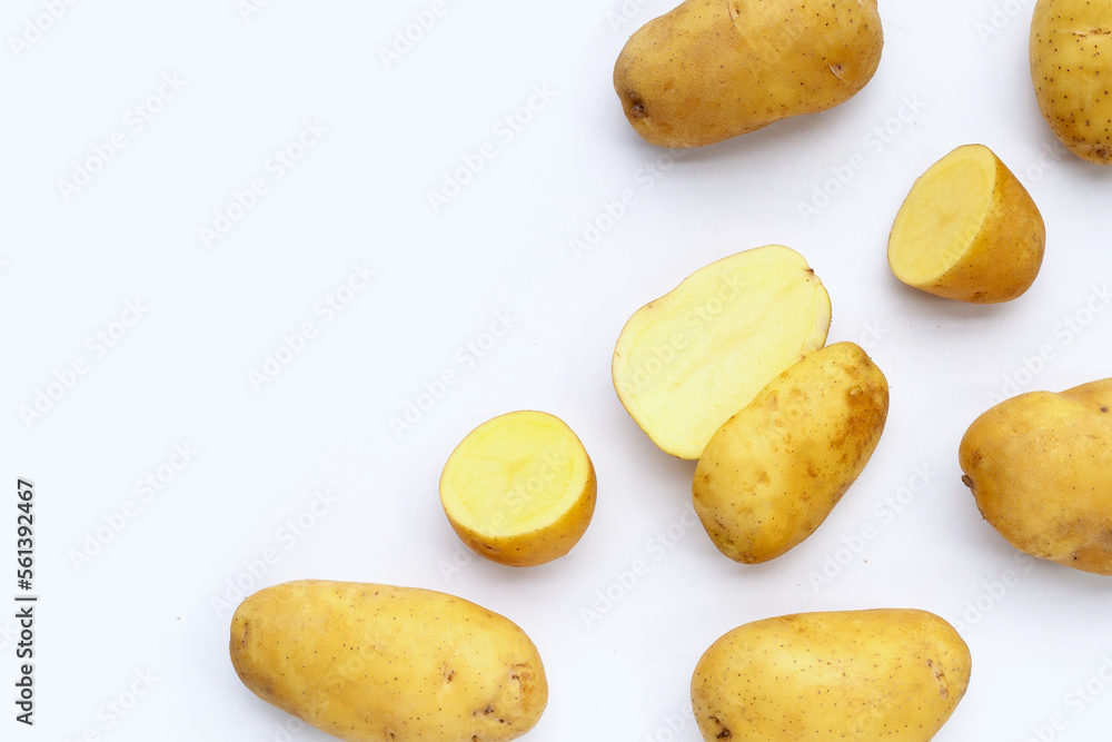 Raw potatoes isolated on white background Raw potatoes isolated on white background