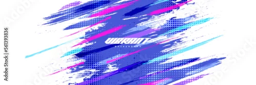 Obraz Abstract and Colorful Brush Background with Halftone Effect. Brush Stroke Illustration for Banner, Poster, or Sports Background. Scratch and Texture Elements For Design