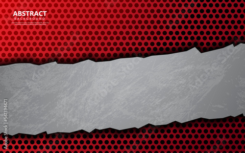 Crack metal silver and red color background