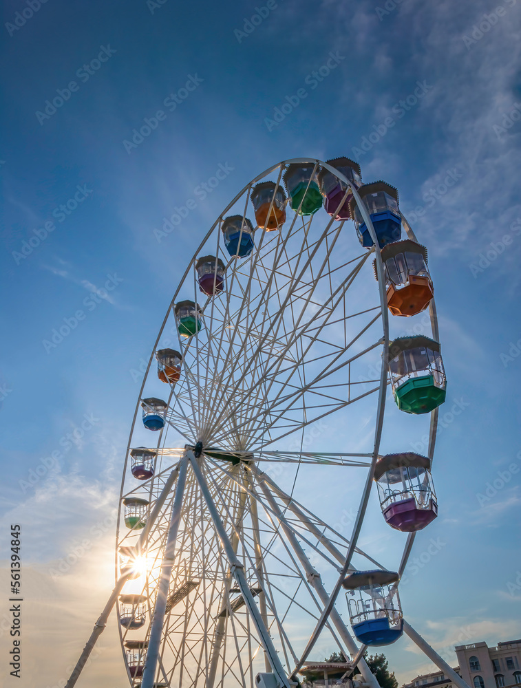 Fototapeta premium Bournemouth's Big Wheel on a sky blue background in Bournemouth Dorset England 