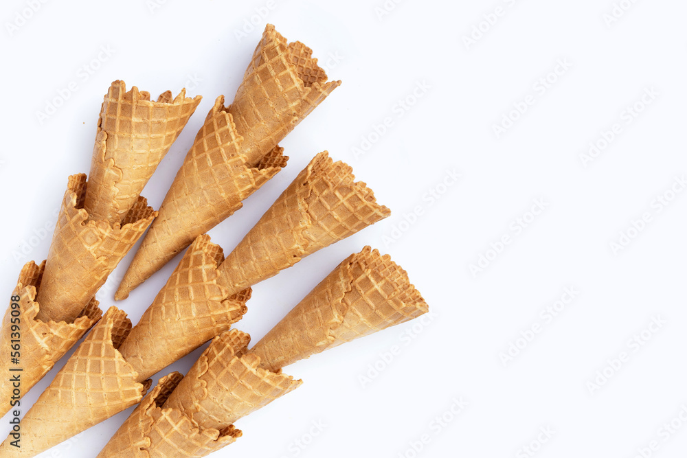 Empty ice cream cone on white background. Empty ice cream cone on white background.