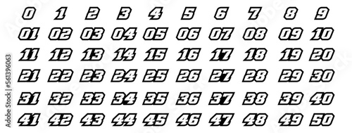Racing Number, Set of Start Racing number, sport race number