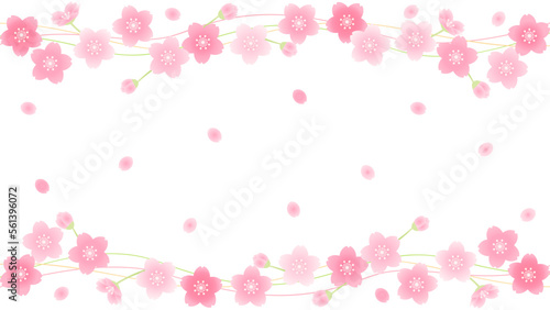 桜と花びらを散りばめたイラスト　アスペクト比16：9