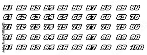 Racing Number, Set of Start Racing number, sport race number