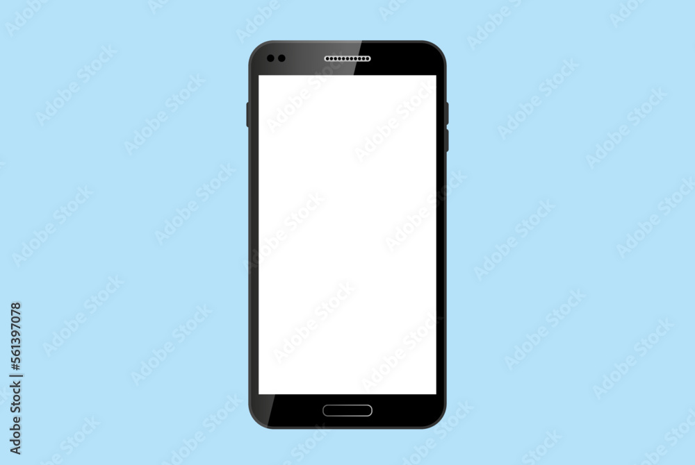 white smartphone in vector on blue background, phone mockup white smartphone in vector on blue background, phone mockup