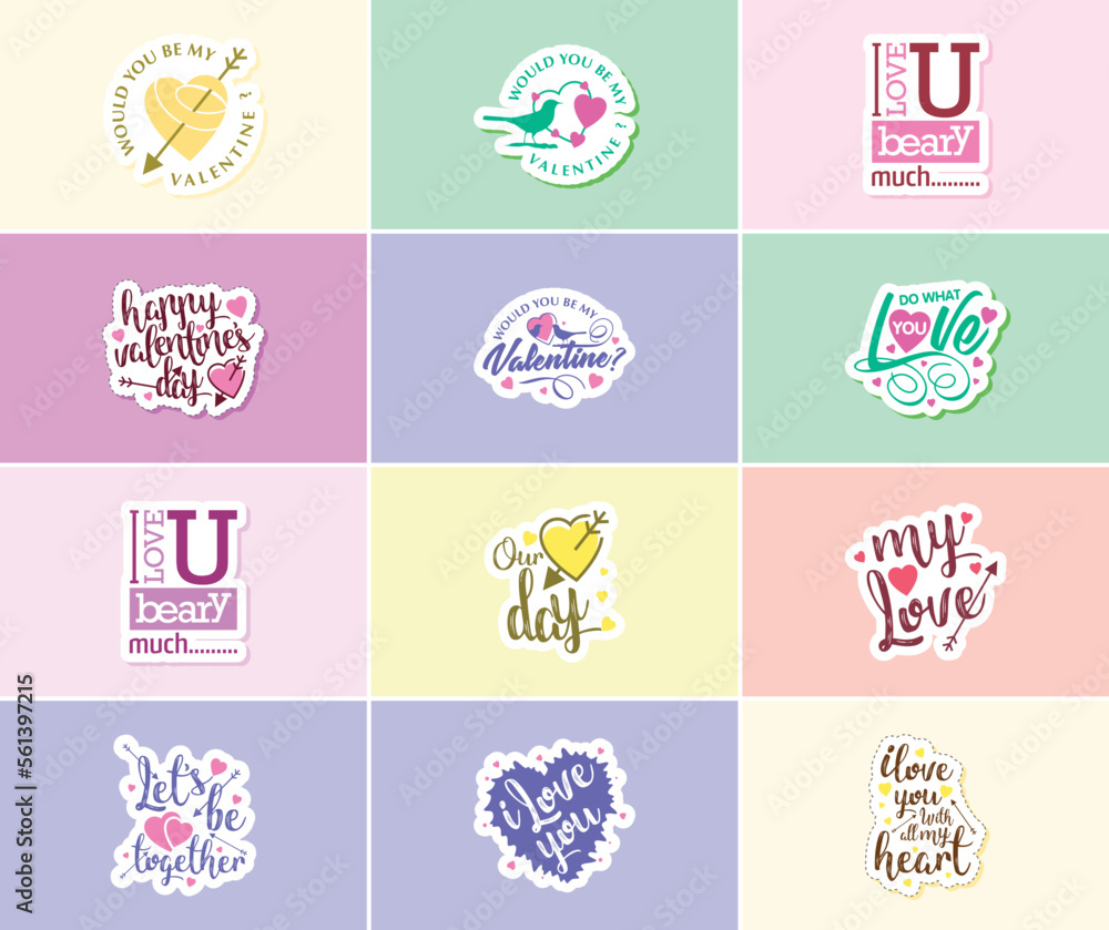 Celebrating Love on Valentine's Day with Beautiful Typography and Graphics Stickers