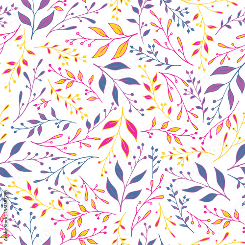 Summer leaf stem pattern seamless design.