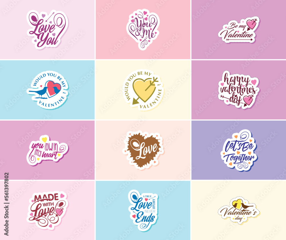 Heartfelt Typography and Graphics Stickers for Valentine's Day