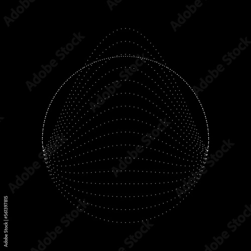 Abstract white oval dotted lines in circle form. Minimal art. Vector rotating ellipse. Concentric circles. Design element for logo, sign, symbol, tattoo, web, prints, posters, template, social media