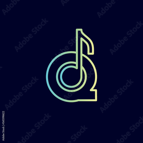 music note logo design brand letter Q