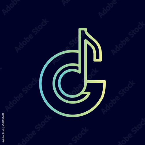 music note logo design brand letter G