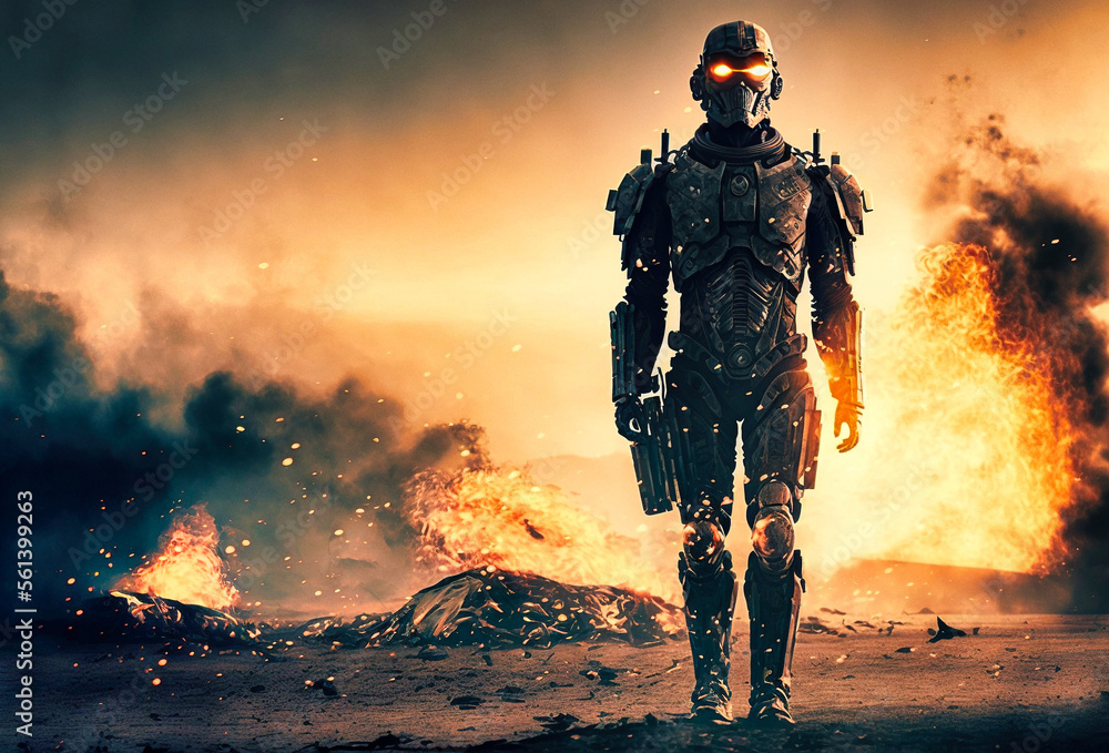 Futuristic cyborg soldier - generative ai
