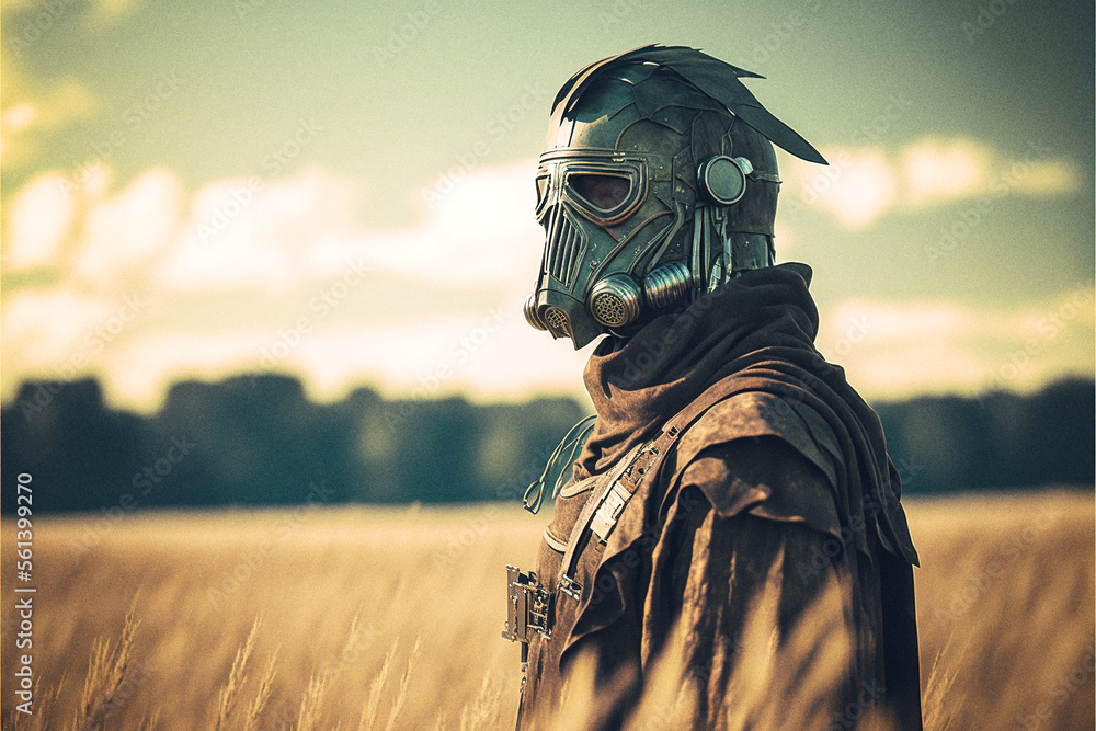 Fototapeta premium WWI retrofuturistic soldier - generative ai