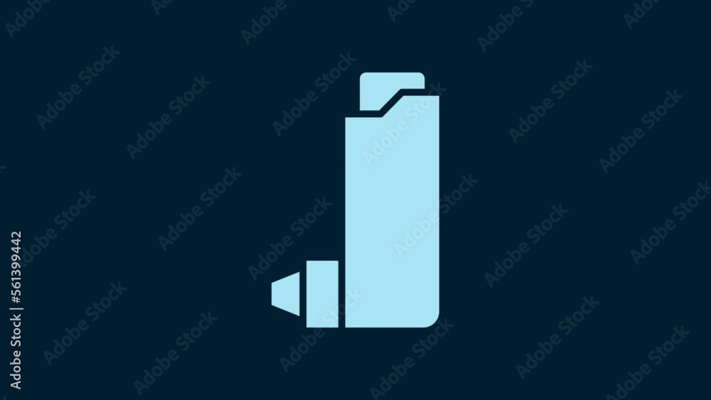 White Inhaler icon isolated on blue background. Breather for cough relief, inhalation, allergic patient. 4K Video motion graphic animation White Inhaler icon isolated on blue background. Breather for cough relief, inhalation, allergic patient. 4K Video motion graphic animation