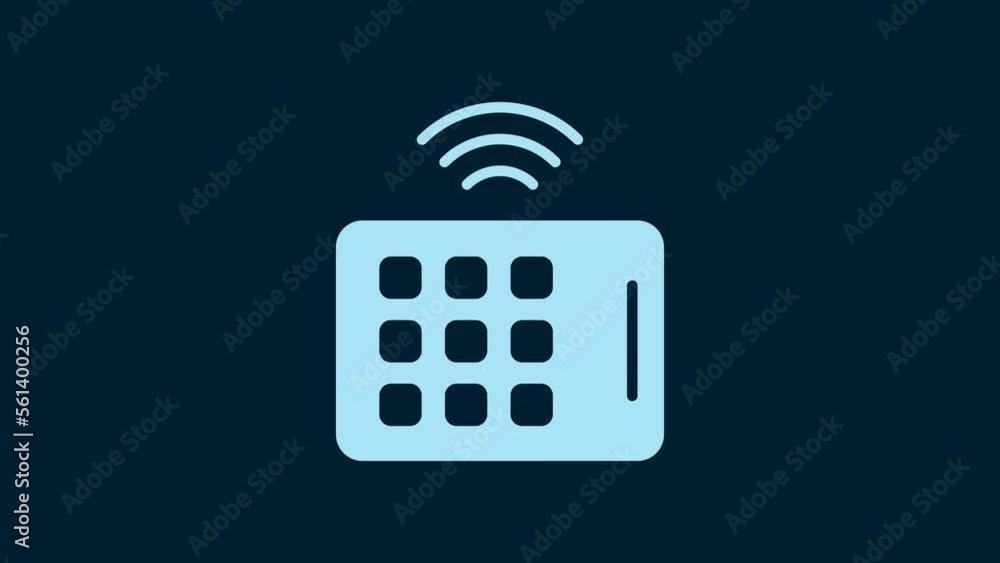White Wireless tablet icon isolated on blue background. Internet of things concept with wireless connection. 4K Video motion graphic animation White Wireless tablet icon isolated on blue background. Internet of things concept with wireless connection. 4K Video motion graphic animation
