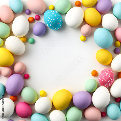 Bright Easter egg with blank space in middle, perfect for adding text or graphics. Ideal for social media, websites & marketing. Celebrate Easter and Spring with this colorful and lively image.