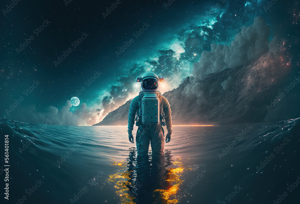 astronaut in the water created with Generative AI technology astronaut in the water created with Generative AI technology