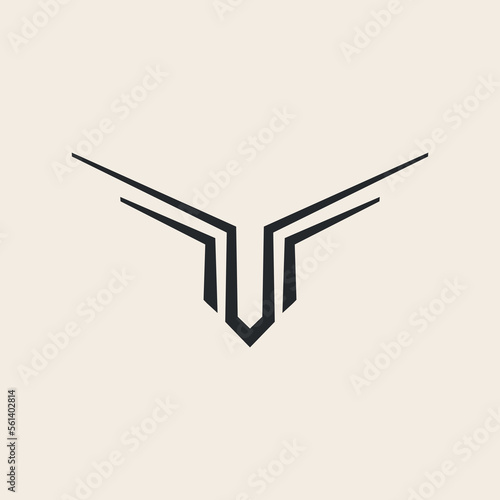 monogram bird or wings art logo vector design.