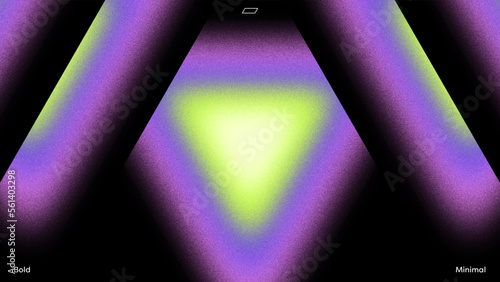 Prismatica Minimalist Fuzzy Triangle Gradient on Dark Background with Grain Texture and Bold Saturated Purple Violet Blue Green Colors Radiating Central Glow with Easy to Customize Swatch Colors